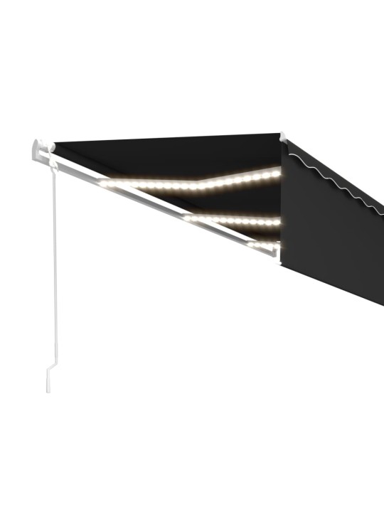 Automaattimarkiisi verho/LED/tuulisensori 6x3 m antrasiitti