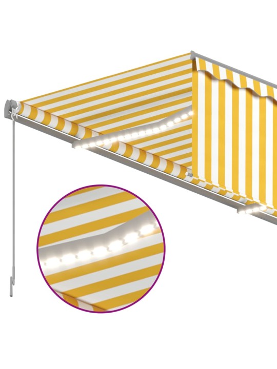 Manuaalisesti kelattava markiisi verho/LED 3x2,5 m keltavalk.