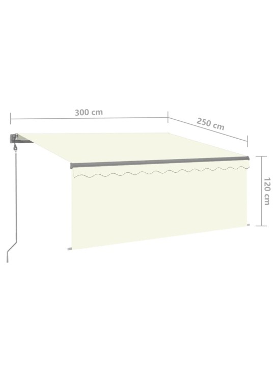 Sisäänkelattava markiisi verho/LED/tuulisensori 3x2,5 m kerma