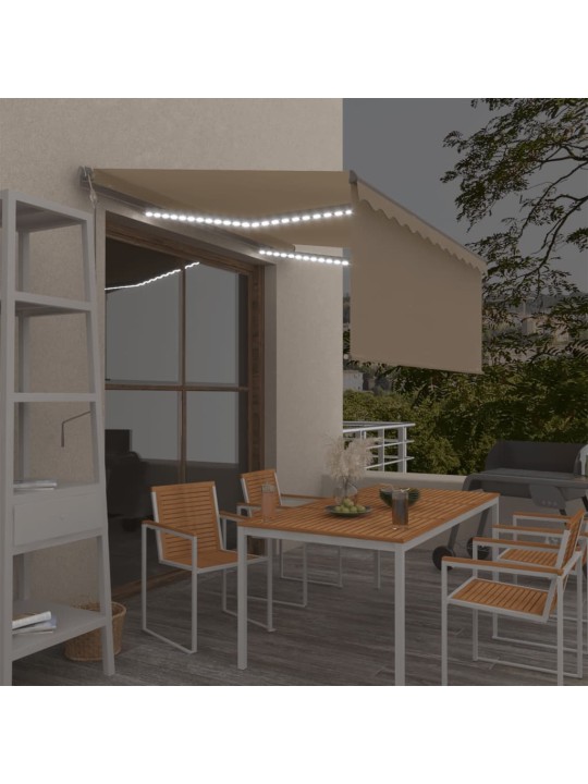 Sisäänkelattava markiisi verho/LED/tuulisensori 3x2,5 m kerma