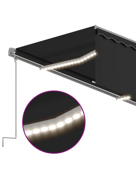 Sisäänkelattava markiisi verho/LED/tuulisens 3x2,5m antrasiitti