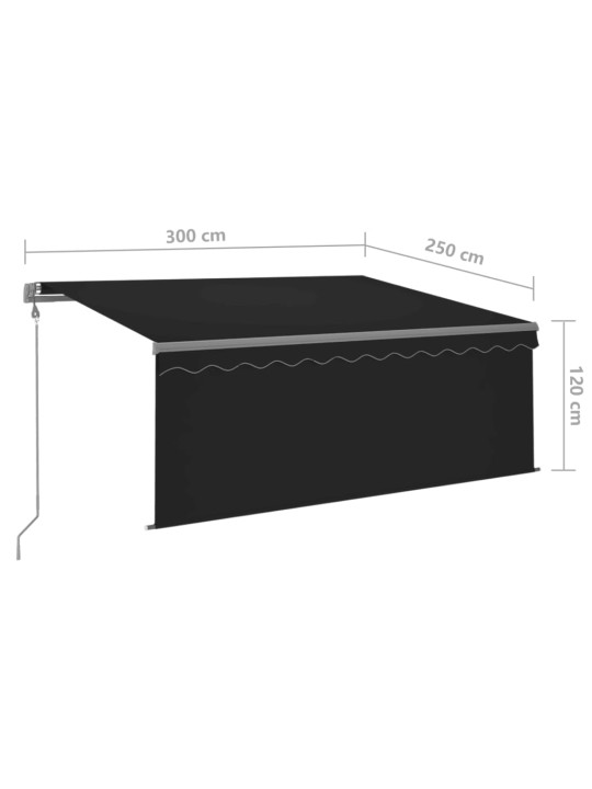 Sisäänkelattava markiisi verho/LED/tuulisens 3x2,5m antrasiitti