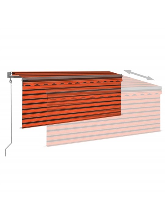 Sisäänkelattava markiisi verho/LED/tuulisens 3x2,5m oranssirusk