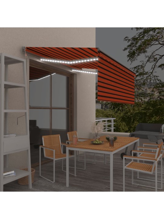 Sisäänkelattava markiisi verho/LED/tuulisens 3x2,5m oranssirusk