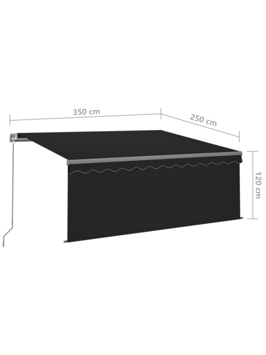 Manuaalisesti kelattava markiisi verholla 3,5x2,5 m antrasiitti