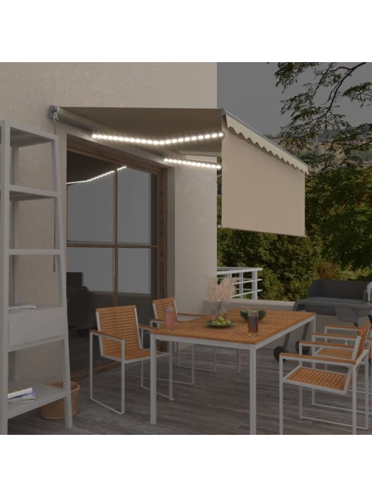 Käsin sisäänkelattava markiisi verhot/LED 3,5x2,5 m kerma