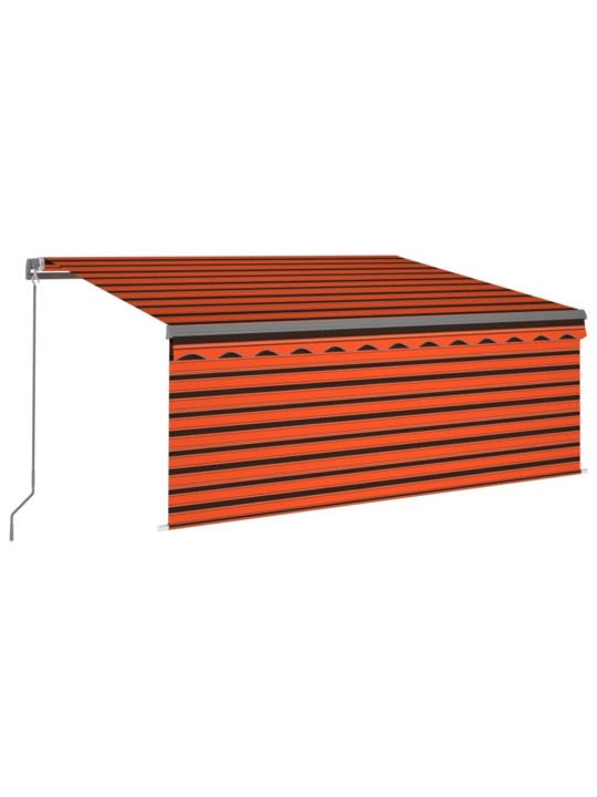 Käsin sisäänkelattava markiisi verho/LED 3,5x2,5m oranssiruskea
