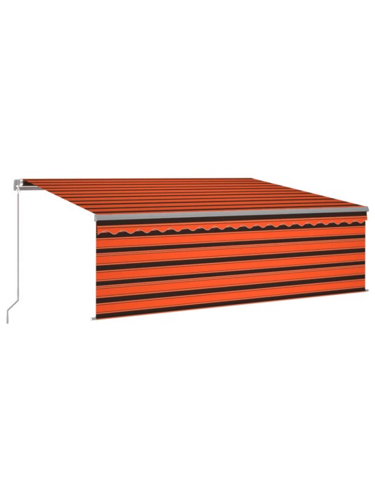 Manuaalisesti kelattava markiisi verhoilla 4x3 m oranssiruskea