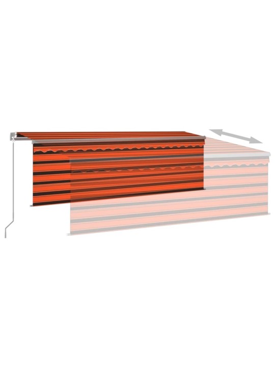 Manuaalisesti kelattava markiisi verhoilla 4x3 m oranssiruskea