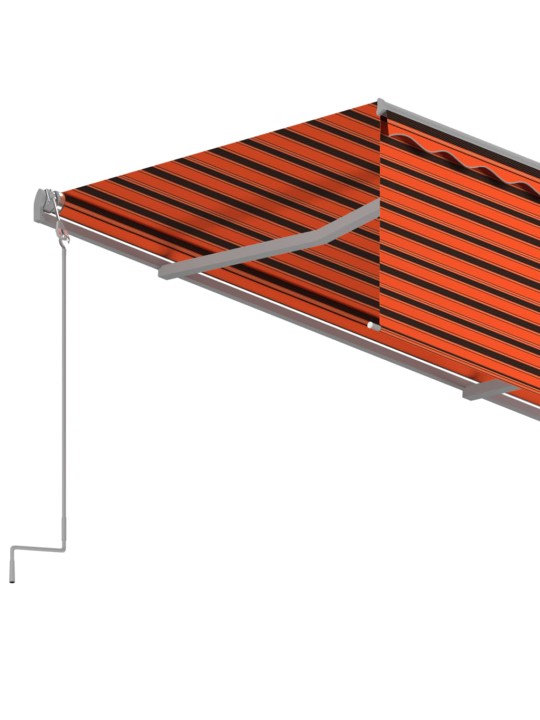 Automaattisesti kelattava markiisi verhoilla 4x3 m oranssirusk.
