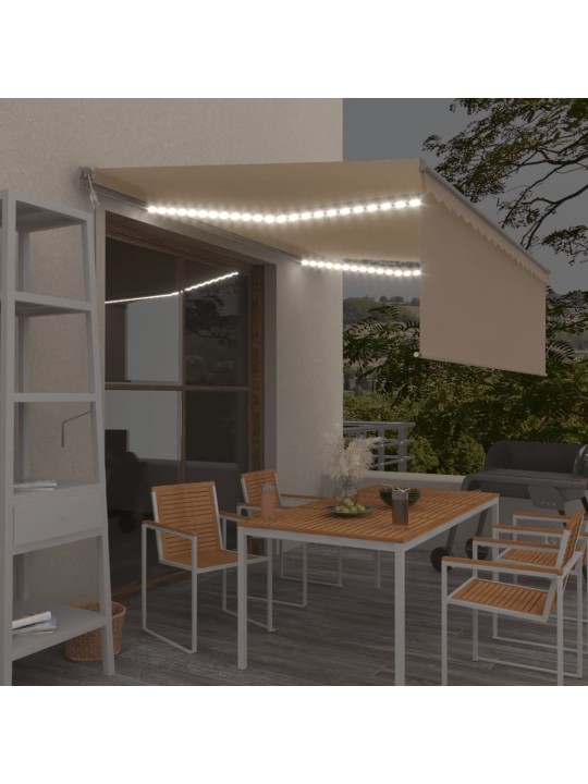 Sisäänkelattava markiisi verho/LED/tuulisensori 4x3 m kerma