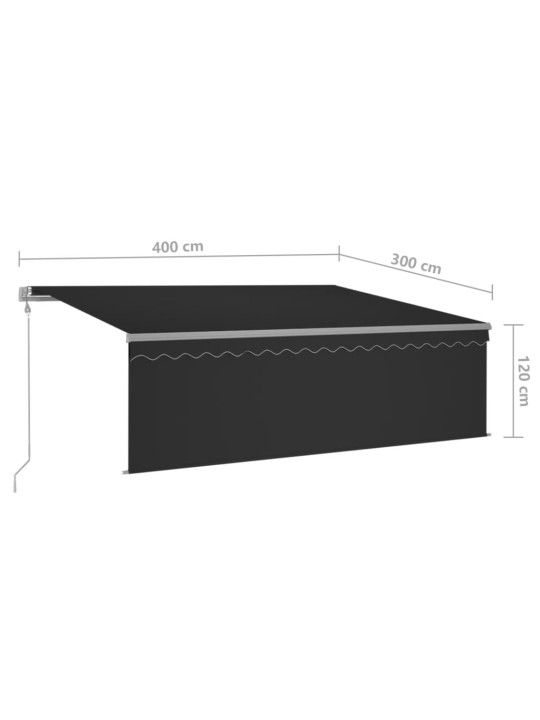 Sisäänkelattava markiisi verho/LED/tuulisens 4x3 m antrasiitti