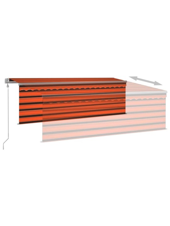 Sisäänkelattava markiisi verho/LED/tuulisens 4x3 m oranssirusk