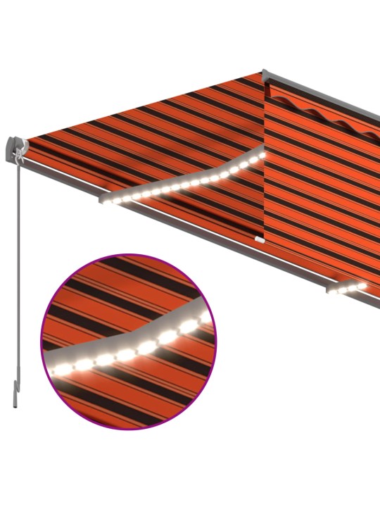 Sisäänkelattava markiisi verho/LED/tuulisens 4x3 m oranssirusk
