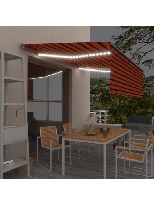 Sisäänkelattava markiisi verho/LED/tuulisens 4x3 m oranssirusk