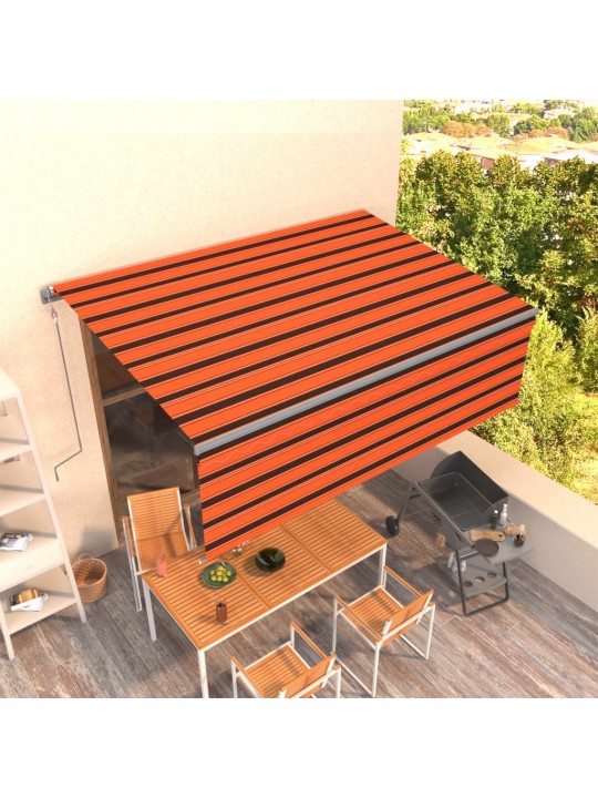 Automaattisesti kelattava markiisi verhoilla 4,5x3m oranssirusk