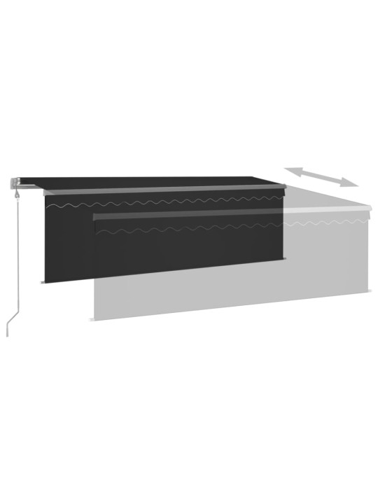 Automaattimarkiisi verho/LED/tuulisens. 4,5x3 m antrasiitti
