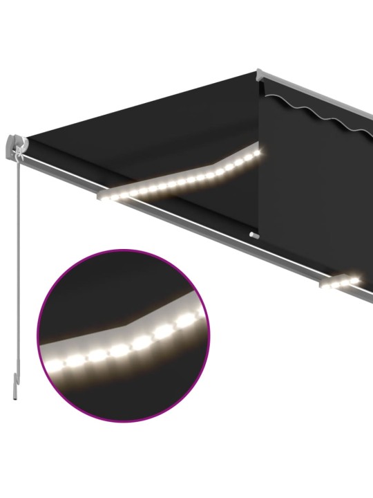 Automaattimarkiisi verho/LED/tuulisens. 4,5x3 m antrasiitti