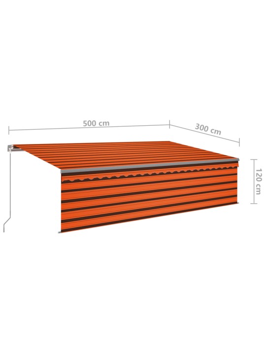 Manuaalisesti kelattava markiisi verholla 5x3 m oranssiruskea