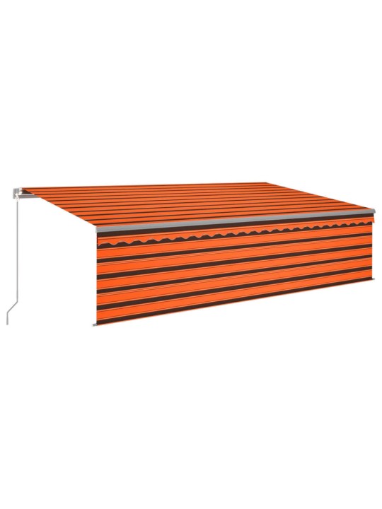 Manuaalisesti kelattava markiisi verho/LED 5x3 m oranssiruskea