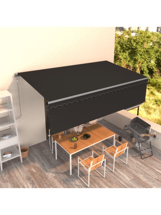 Automaattisesti kelattava markiisi verhoilla 5x3 m antrasiitti