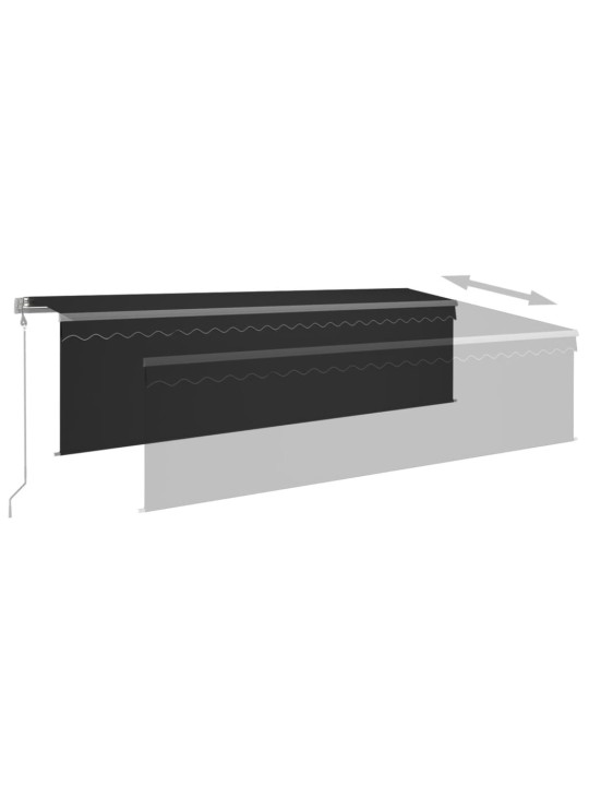 Automaattimarkiisi verho/LED/tuulisensori 5x3 m antrasiitti