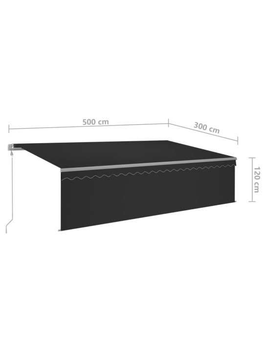 Automaattimarkiisi verho/LED/tuulisensori 5x3 m antrasiitti