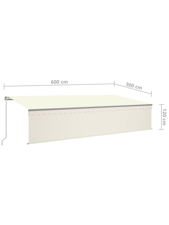Käsin sisäänkelattava markiisi verhot/LED 6x3 m kerma