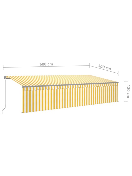 Käsin sisäänkelattava markiisi verhot/LED 6x3 m keltavalkoinen