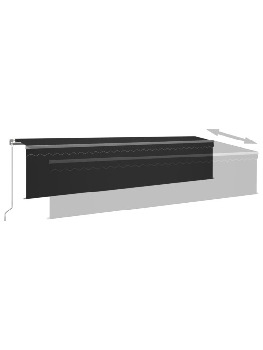 Käsin sisäänkelattava markiisi verhot/LED 6x3 m antrasiitti