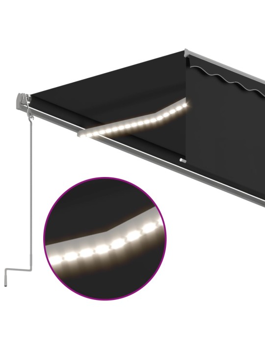 Automaattimarkiisi verho/LED/tuulisensori 6x3 m antrasiitti