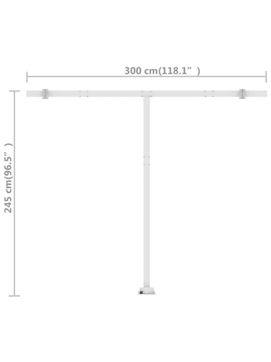 Vapaasti seisova sisäänkelattava markiisi 300x250 cm sin./valk.