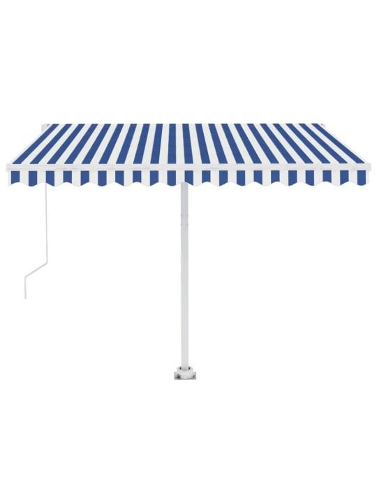 Sisäänkelattava markiisi ledillä 300x250cm sininen ja valkoinen