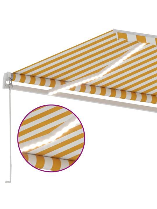 Sisäänkelattava markiisi ledillä 300x250cm keltavalkoinen