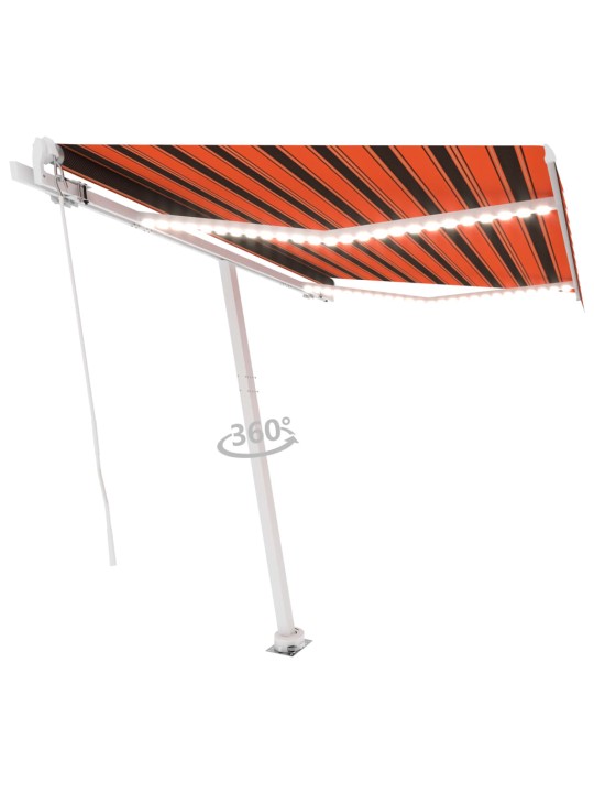 Sisäänkelattava markiisi ledillä 300x250 cm oranssiruskea