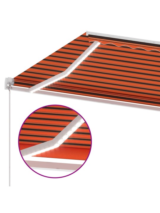 Sisäänkelattava markiisi ledillä 300x250 cm oranssiruskea