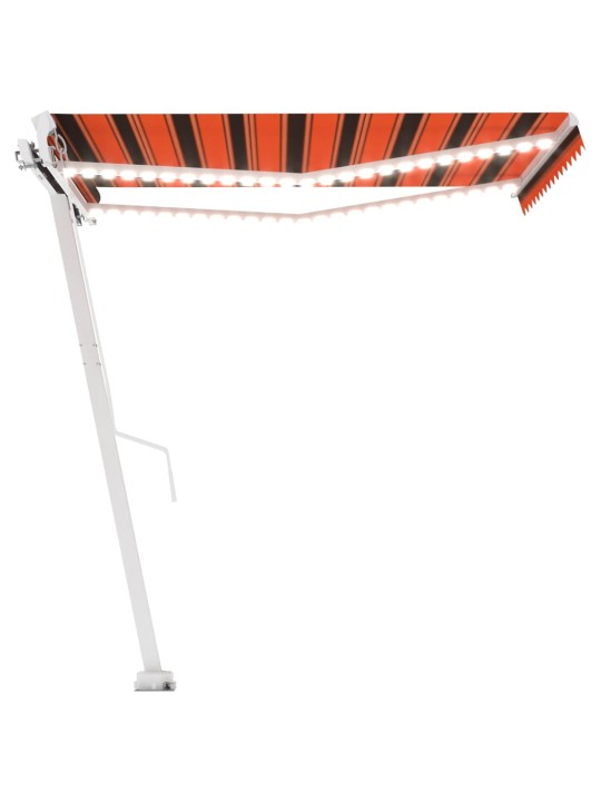 Sisäänkelattava markiisi ledillä 300x250 cm oranssiruskea