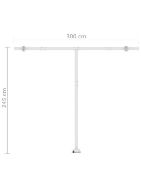 Vapaasti seisova sisäänkelattava markiisi 300x250 cm sinivalk.