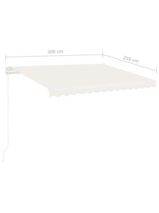 Vapaasti seisova sisäänkelattava markiisi 300x250 cm kerma