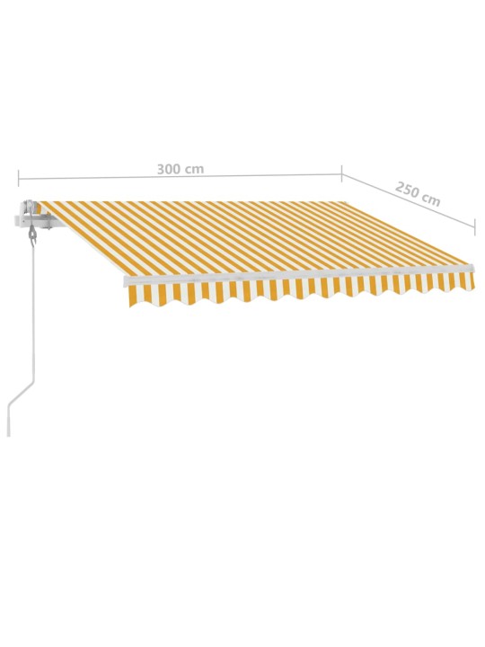 Vapaasti seisova sisäänkelattava markiisi 300x250 cm keltavalk.