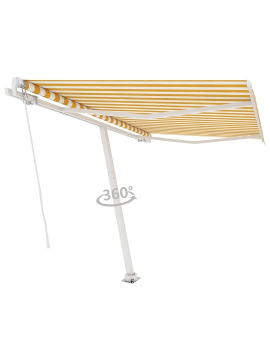 Vapaasti seisova sisäänkelattava markiisi 350x250 cm kel./valk.