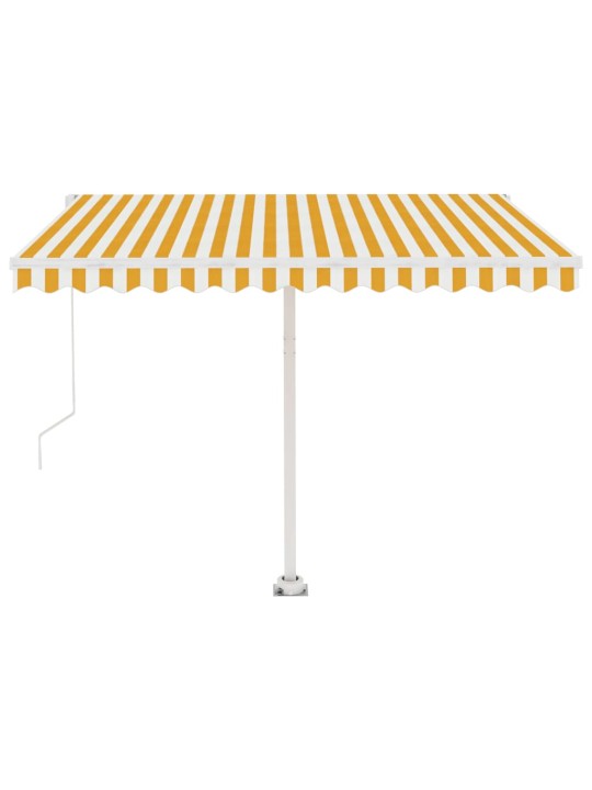 Vapaasti seisova sisäänkelattava markiisi 350x250 cm kel./valk.
