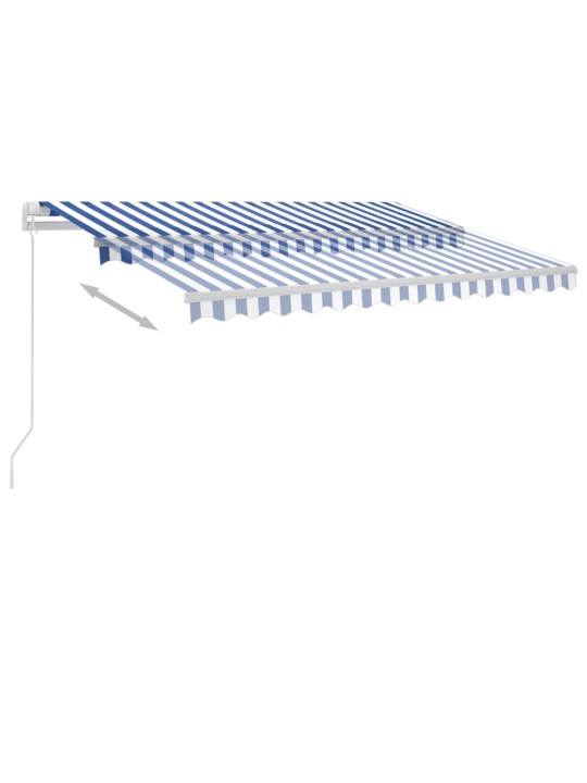 Käsin sisäänkelattava markiisi ledillä 350x250 cm sinivalkoinen