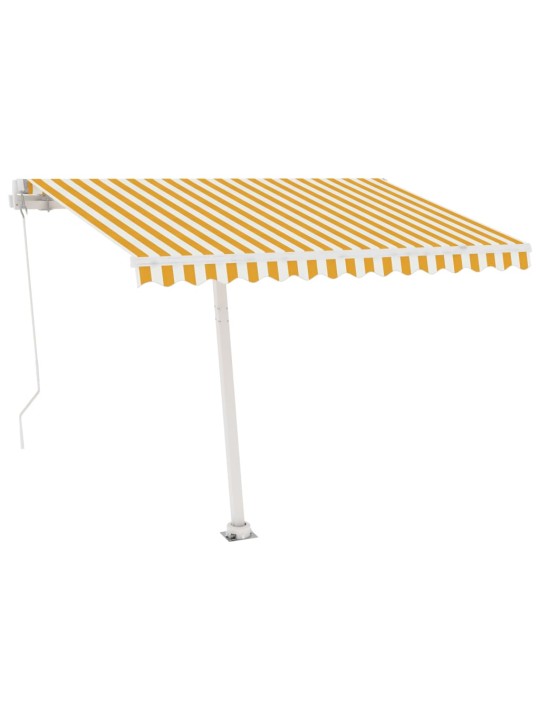 Käsin sisäänkelattava markiisi ledillä 350x250cm keltavalkoinen