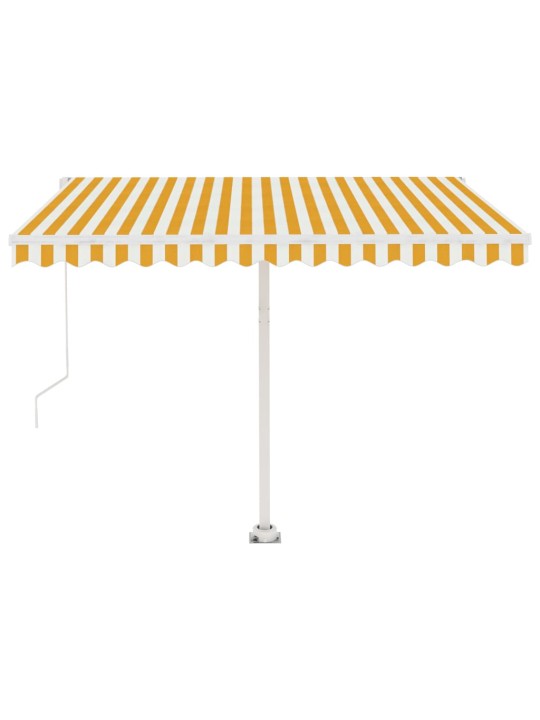 Käsin sisäänkelattava markiisi ledillä 350x250cm keltavalkoinen