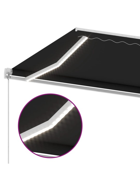 Käsin sisäänkelattava markiisi ledillä 350x250 cm antrasiitti