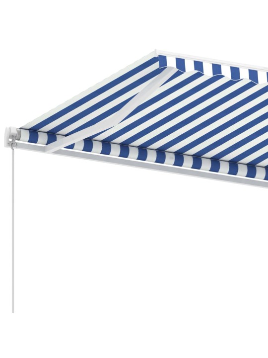 Vapaasti seisova sisäänkelattava markiisi 400x300 cm sin./valk.
