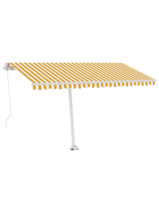 Käsin sisäänkelattava markiisi ledillä 450x300cm keltavalkoinen