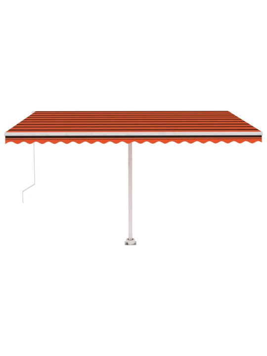 Käsin sisäänkelattava markiisi ledillä 450x300 cm oranssiruskea