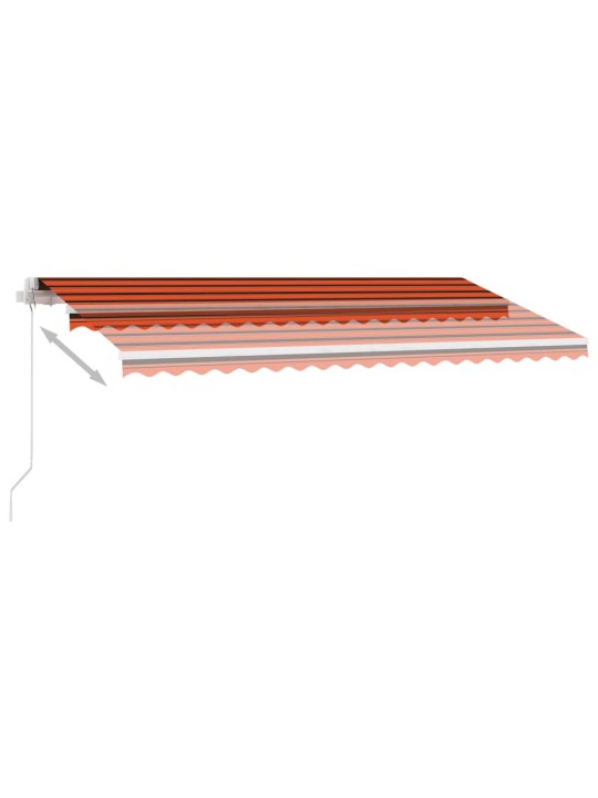 Käsin sisäänkelattava markiisi ledillä 450x300 cm oranssiruskea